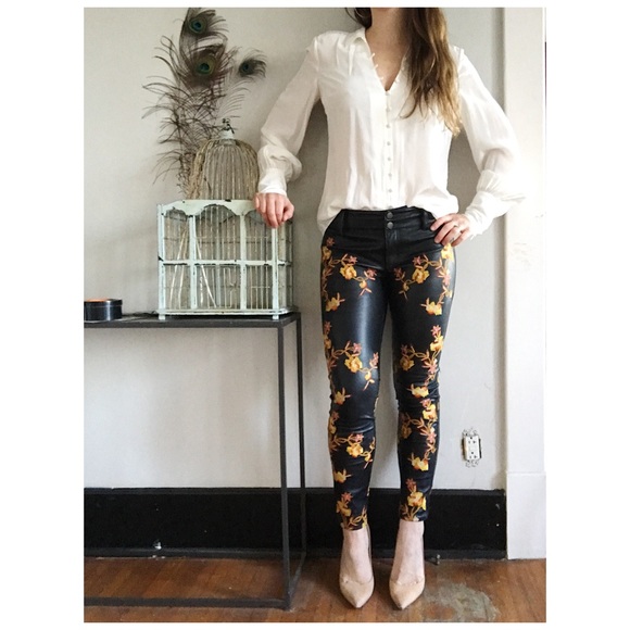 nasty gal embroidered faux leather pants - Picture 2 of 8